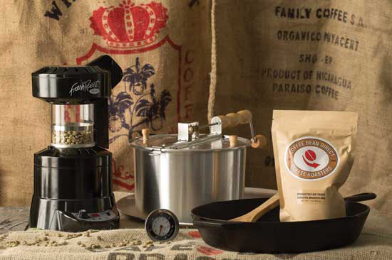 An air or fluid bed roaster, a retrofitted Whirley Pop or a cast-iron skillet can all get you started in home coffee roasting.